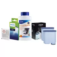 Akcesoria i części do ekspresów do kawy - Zestaw Philips Saeco - Filtr Philips Aquaclean CA6903 2szt, Uniwersalny Odkamieniacz 250ml, Philips CA6705/10 Środek do Obiegu Mleka - miniaturka - grafika 1