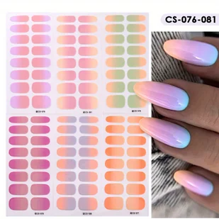 Zestaw 6 Sztuk Pasków do Paznokci Gradientowych - Samoprzylepne, Pełne Krycie Żelowe w Różowo-Fioletowym dla Łatwych Manicure DIY - Inne - miniaturka - grafika 1