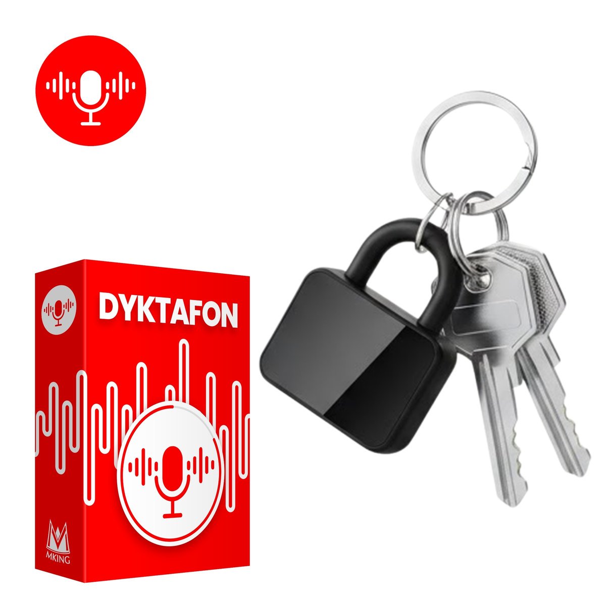 Dyktafon mini podsłuch MK-Q11 8GB - kłódka USB, detekcja dźwięku 20h/30 dni