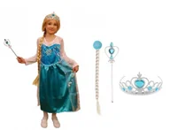 Stroje karnawałowe - Zestaw Strój Eliza 122/128 plus: warkocz, diadem, różdżka MK134 - miniaturka - grafika 1