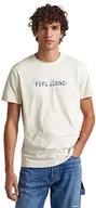 Koszulki męskie - Pepe Jeans Koszulka męska Keegan, beżowy (kość słoniowa), S - miniaturka - grafika 1