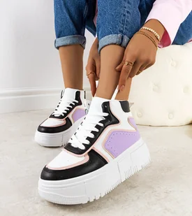 Czarno-fioletowe sneakersy za kostkę Zetta-38 - Botki damskie - miniaturka - grafika 1