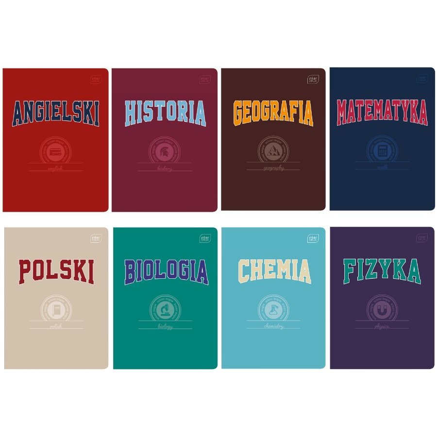 Zestaw zeszytów przedmiotowych A5/60K INTERDRUK 8 sztuk