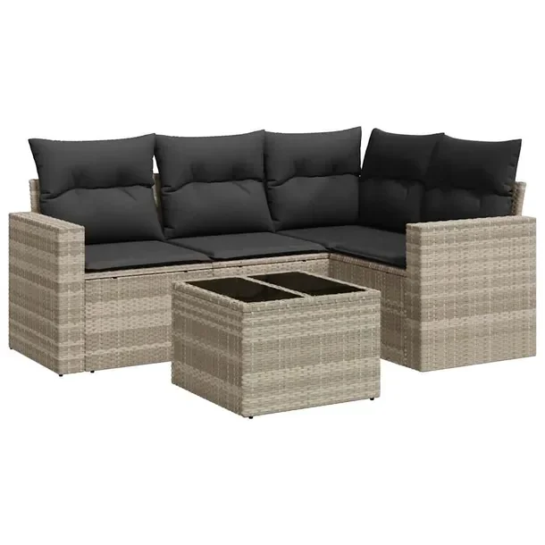 Modułowy zestaw wypoczynkowy z jasnoszarego rattanu PE 62 x 62 x 69 cm