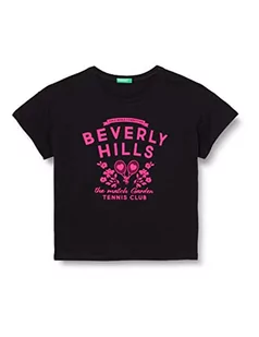 United Colors of Benetton Koszulka dziewczęca 3096c10ao, czarna 100, 140 cm, Czarny 100, 140 - Koszulki dla dziewczynek - miniaturka - grafika 1