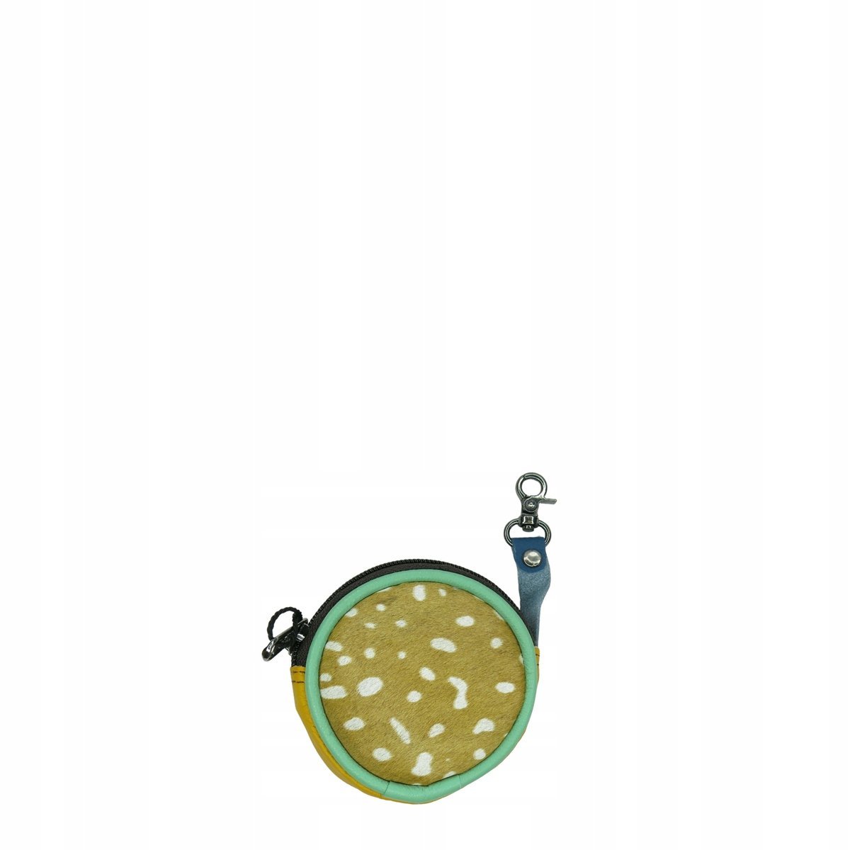 Bilonówka portfelik skórzany ze skrawków okrągły na prezent OLIVKA