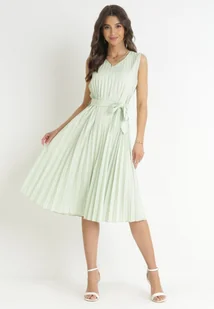 Miętowa Plisowana Sukienka Midi z Rozkloszowanym Dołem i Materiałowym Paskiem Katinka - Born2be - Sukienki Miętowa Plisowana Sukienka Midi z Rozkloszowanym Dołem i Materiałowym Paskiem Katinka - Born2be - Sukienki - miniaturka - grafika 1