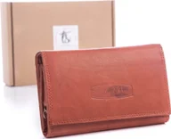 Portfele - Money Maker Portfel Damski Duży Miękki Skórzany z ochroną kart RFID Koniakowy brąz - miniaturka - grafika 1