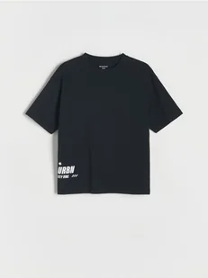 Reserved - Bawełniany t-shirt z nadrukiem - czarny - Koszulki dla chłopców - miniaturka - grafika 1