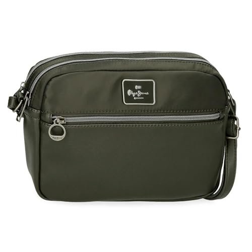 Pepe Jeans Christine Torba na ramię Zielona 24x16x9 cm Poliester z Detalami ze sztucznej skóry by Joumma Bags, Zielony, Talla única, torebka na ramię