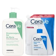 Zestawy kosmetyków damskich - Cerave Zestaw: Emulsja nawilżająca Refill 473ml + Żel oczyszczający 473ml - miniaturka - grafika 1