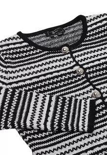 Swetry damskie - faina Damski modny kardigan w paski z okrągłym wycięciem pod szyją, czarny, rozmiar XS/S, czarny, XL - grafika 1