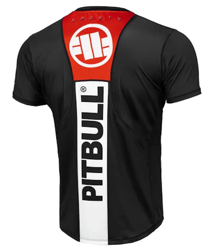 Koszulka sportowa PIT BULL MESH HILLTOP SPORTS czarna krótki rękaw-L