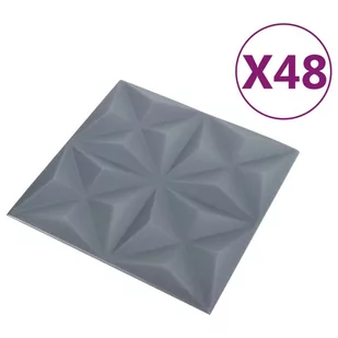 vidaXL Panele ścienne 3D, 48 szt., 50x50 cm, szarość origami, 12 m² 150922 - Panele ścienne i boazeria - miniaturka - grafika 3
