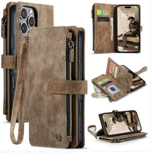 ETUI SKÓRZANE Z KLAPKĄ + PORTFEL PREMIUM MAGNES CASEME iPhone 16 Pro BRĄZ - Portfele - miniaturka - grafika 1