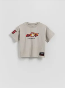 Reserved - Bawełniany t-shirt Auta - jasnoszary - Bluzki dla niemowląt - miniaturka - grafika 1