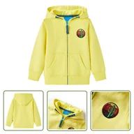 Bluzy dla dziewczynek - Bluza dziecięca z kapturem i zapięciem na zamek - jasnożółta - 104 - Bluza - miniaturka - grafika 1