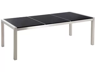 Beliani Stół ogrodowy granitowy dzielony blat 220 x 100 cm czarny GROSSETO 12372 - Stoły ogrodowe - miniaturka - grafika 1