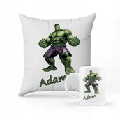 Gadżety dla niej i dla niego - ZESTAW PODUSZKA + KUBEK Hulk + IMIĘ - miniaturka - grafika 1