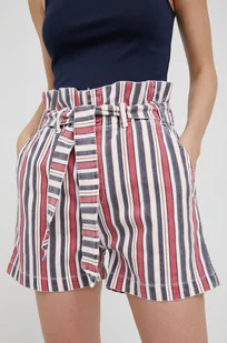 Pepe Jeans Pepe Jeans szorty jeansowe PHOEBE STRIPE damskie wzorzyste high waist - Spodenki damskie - miniaturka - grafika 1