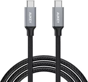 Aukey Kabel nylonowy USB-C do USB-C, PD, 60W, 5 Gbps, 1m, czarny - Kable USB - miniaturka - grafika 1