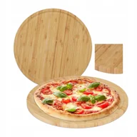 Deski do krojenia - DESKA PATERA TACA DO PIZZY DREWNIANA BAMBUSOWA 32 CM Z RANTEM 2x ZESTAW - miniaturka - grafika 1
