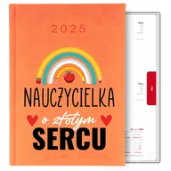 Kalendarze - Prezent dla nauczyciela Ekskluzywny kalendarz POMARAŃCZOWY A5 2025 WZORY - miniaturka - grafika 1
