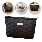 Biżuteria - akcesoria - Kosmetyczka jednokomorowa pikowana serca 27 x 5 x18 cm KS120CZ - miniaturka - grafika 1