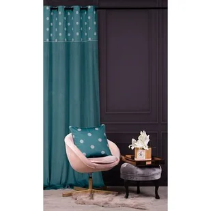 Zasłona CHIC DOTS 140 x 270 cm przelotki turkus - Zasłony - miniaturka - grafika 1