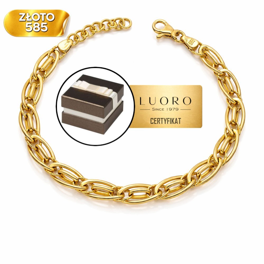 BRANSOLETKA ZŁOTA 585 14K Z DIAMENTOWANIEM 18,5 CM GRANDE ELEGANCKA