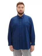 Koszule męskie - TOM TAILOR Koszula męska plus size, 32318 - Navy Blue Chambray, XXL - miniaturka - grafika 1