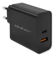 Ładowarki do telefonów - Qoltec Super Quick PD 1xUSB-C 1xUSB 90W 5-20V 2.4-4.35A Czarna - miniaturka - grafika 1