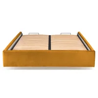 Łóżka - Musztardowy korpus łóżka tapicerowanego welurem R6-P67 - miniaturka - grafika 1