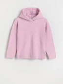 Swetry dla dziewczynek - Reserved - Sweter z kapturem - różowy - miniaturka - grafika 1