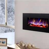 Kominki elektryczne - VENTE-UNIQUE Kominek elektryczny CHANDELA - Szer. 84 x Gł. 14 x Wys. 45 cm - Czarny - miniaturka - grafika 1