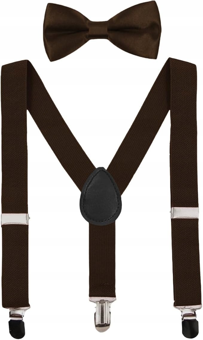 SZELKI DZIECIĘCE + MUSZKA REGULOWANE SZELKI DLA DZIECKA BRĄZOWE