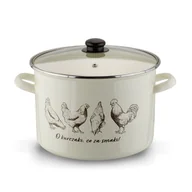 Garnki - GARNEK EMALIOWANY + POKRYWA KREMOWY KURY 13,5 L - miniaturka - grafika 1