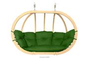 Fotele ogrodowe wiszące - Fotel wiszący dwuosobowy kokon drewniany zielony CALLISTO Konsimo - miniaturka - grafika 1