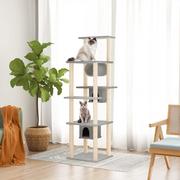 Drapaki dla kotów - Drapak dla kota z sizalowymi słupkami, jasnoszary, 169 cm Lumarko! - miniaturka - grafika 1