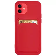 Etui i futerały do telefonów - Card Case silikonowe etui portfel z kieszonką na kartę dokumenty do iPhone 12 Pro czerwony - miniaturka - grafika 1