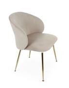 Krzesła - Krzesło Ganta, do jadalni, tapicerowane, walurowe, beżowe, gold - miniaturka - grafika 1