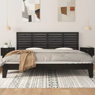 Wezgłowie łóżka, czarne, 166x3x63 cm, lite drewno sosnowe Lumarko - Inne meble do sypialni - miniaturka - grafika 4