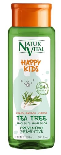 NaturVital - Happy Kids Tea Tree Baby szampon dla dzieci i dzieci, z ekstraktem z drzewa herbaty, naturalny i hipoalergiczny, bez parabenów, barwników i silikonów, 300 ml