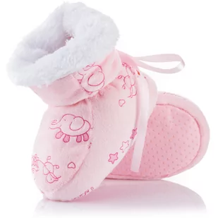 Różowe buciki niemowlęce – puchate 6-12 m. - Buty dla dziewczynek - miniaturka - grafika 1