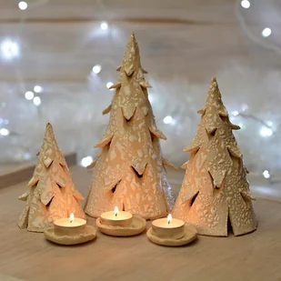 Zestaw świąteczny choinki ceramiczne - Ozdoby bożonarodzeniowe - miniaturka - grafika 1