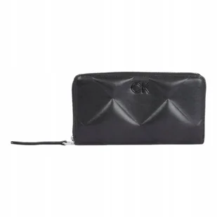 Calvin klein bezpieczny portfel damski quilt large zip around wallet czarny - Portfele - miniaturka - grafika 1
