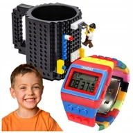 Kubki dla dzieci - KUBEK KLOCKOWY DUŻY 350ML + KLOCKOWY CYFROWY ZEGAREK DLA DZIECI REGULOWANY - miniaturka - grafika 1