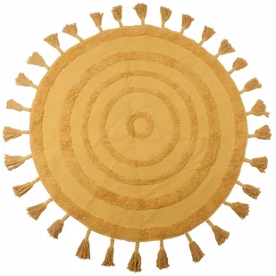 Dywan z frędzlami bawełniany Bali żółty śr. 100 cm - Dywany - miniaturka - grafika 1