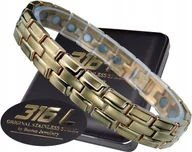 Bransolety męskie - Złota Zdrowotna Bransoleta Bransoletka Męska Magnetyczna Mocne Magnesy - miniaturka - grafika 1
