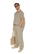 Dresy męskie - TRENDYOL MAN SPODNIE DRESOWE MĘSKIE BEŻOWE Z WIĄZANIEM I FAKTURĄ XS 5DA - miniaturka - grafika 1